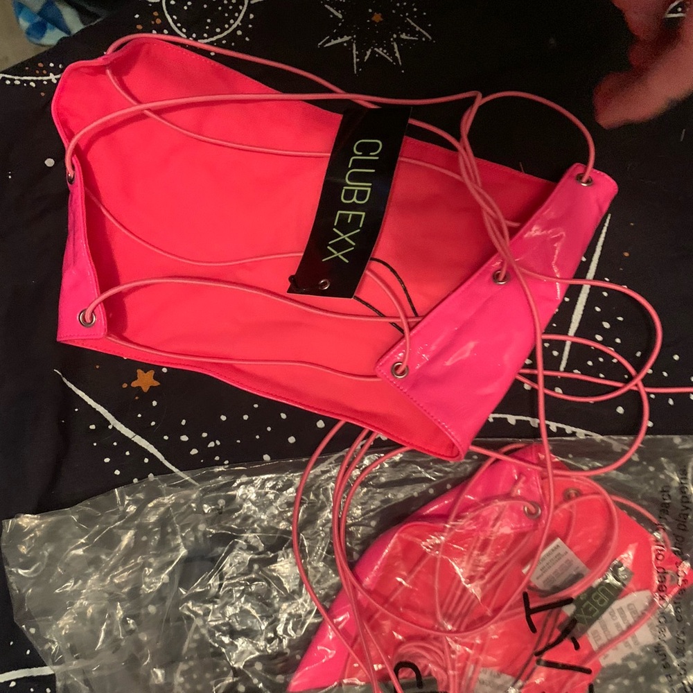 Hot Pink Lace-Up Crop Top